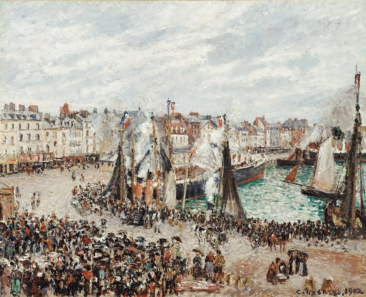 Il mercato del pesce di Dieppe, tempo grigio, mattina - 1902, Dallas Museum of Art